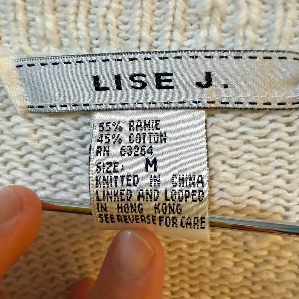 VTG LISE J Women's Floral Knit Cardigan Cream Brown Pink Grandma Cottage Prarie - Picture 5 of 6